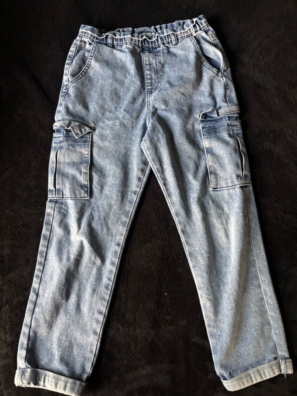 Kids Light Blue Denim Cargo Pants - Classic Casual Style